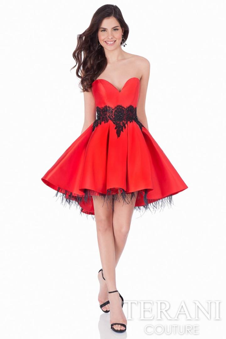 Terani Prom - Feather Fringed High-low Cocktail Dress 1621h1012