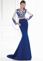Tarik Ediz - Two-piece Lace V-neck Long Gown 92575