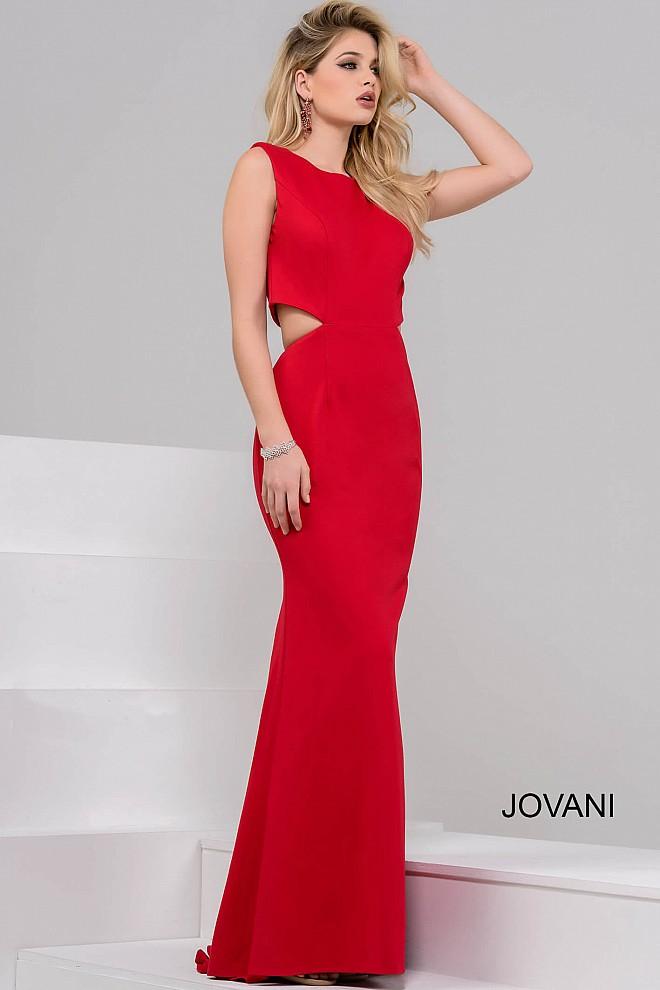 Jovani - Tailored Jewel Sheath Gown With Side Cutouts 39773