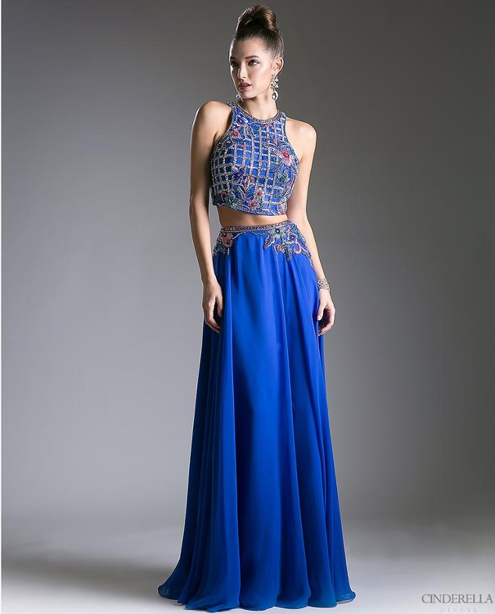 Cinderella Divine - Two Piece Floral Embroidered A-line Dress