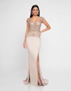 Terani Couture - 1811m6578 Beaded Scoop Sheath Dress