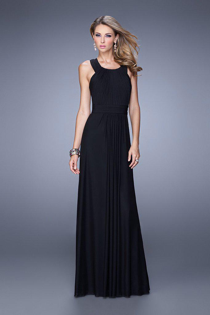La Femme - 20765 Adjustable Strap Ruched Evening Gown