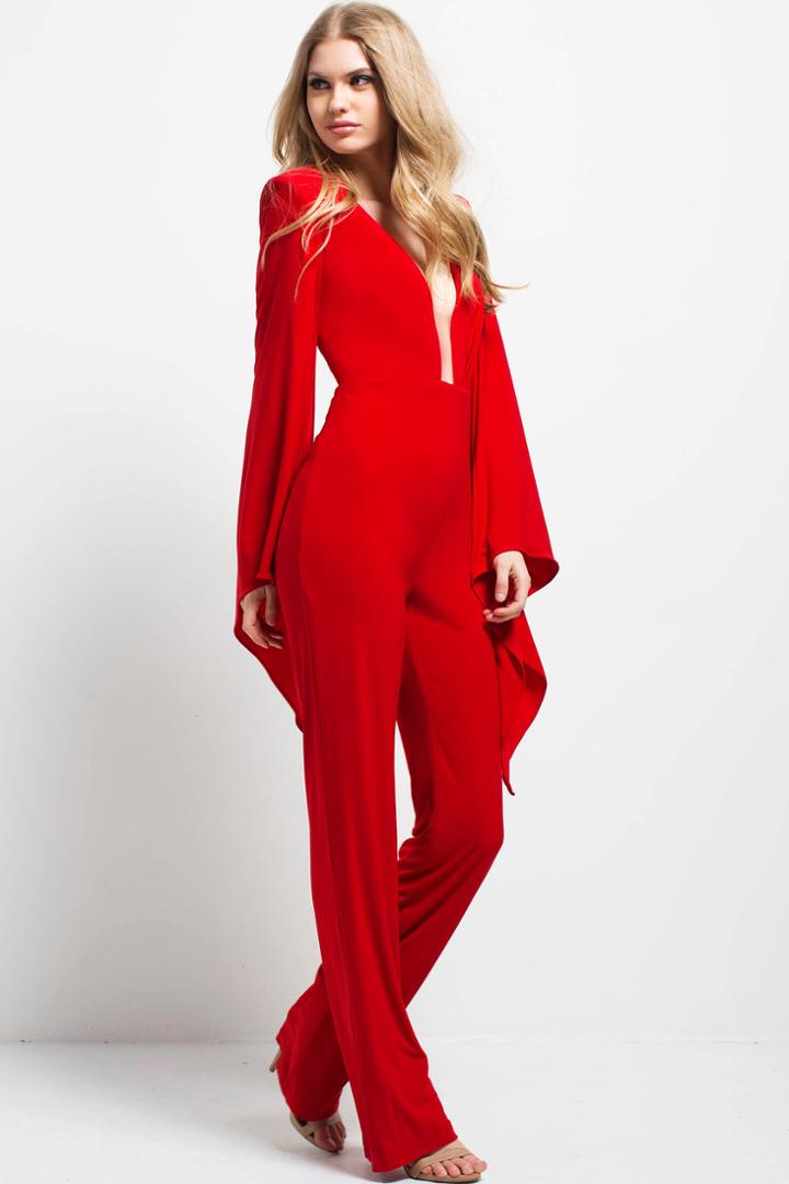 Jovani - 49603 Plunging V-neck Jumpsuit