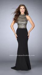 Gigi - Elegant High Neck Beaded Jersey Dress 24201