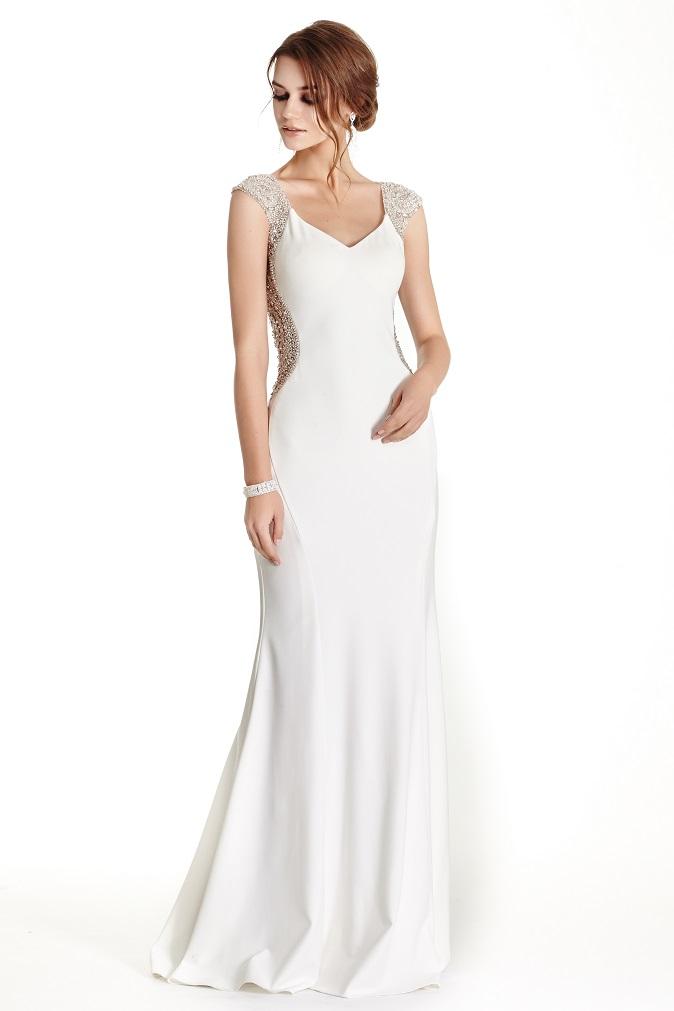 Aspeed - L1785 Embellished Cap Sleeve Trumpet Prom Dress