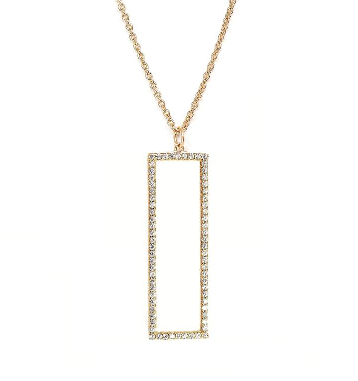 Rachael Ryen - Long Pave Rectangle Gold