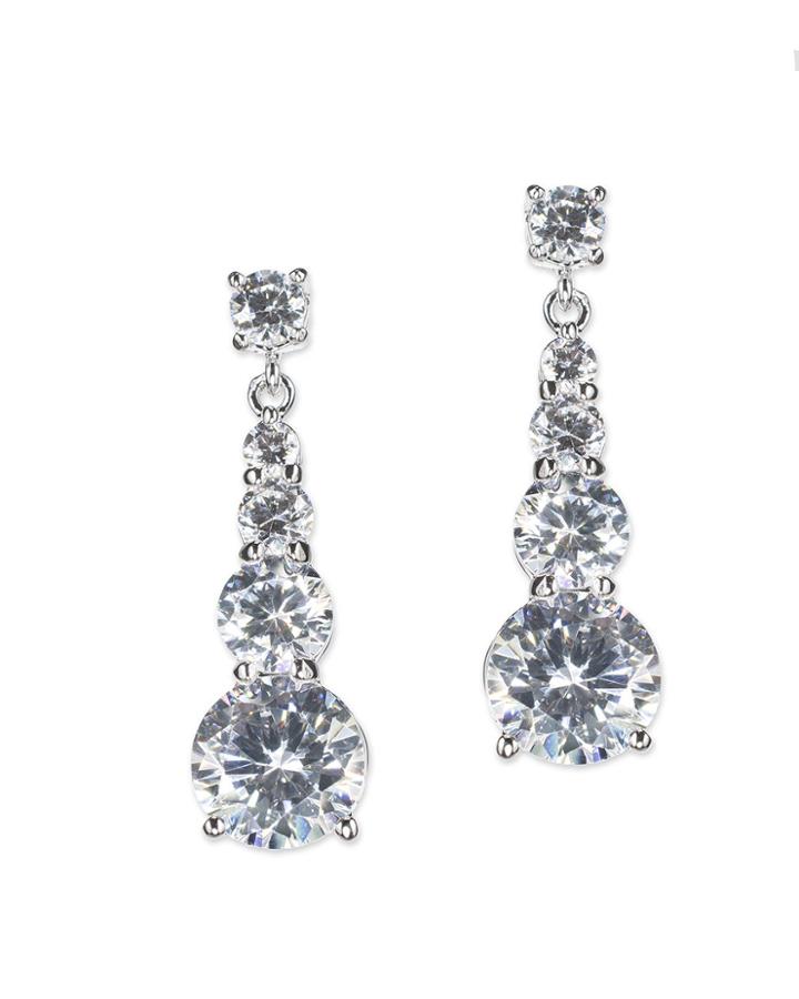 Cz By Kenneth Jay Lane - Linear Graduated Round Pierced Earring