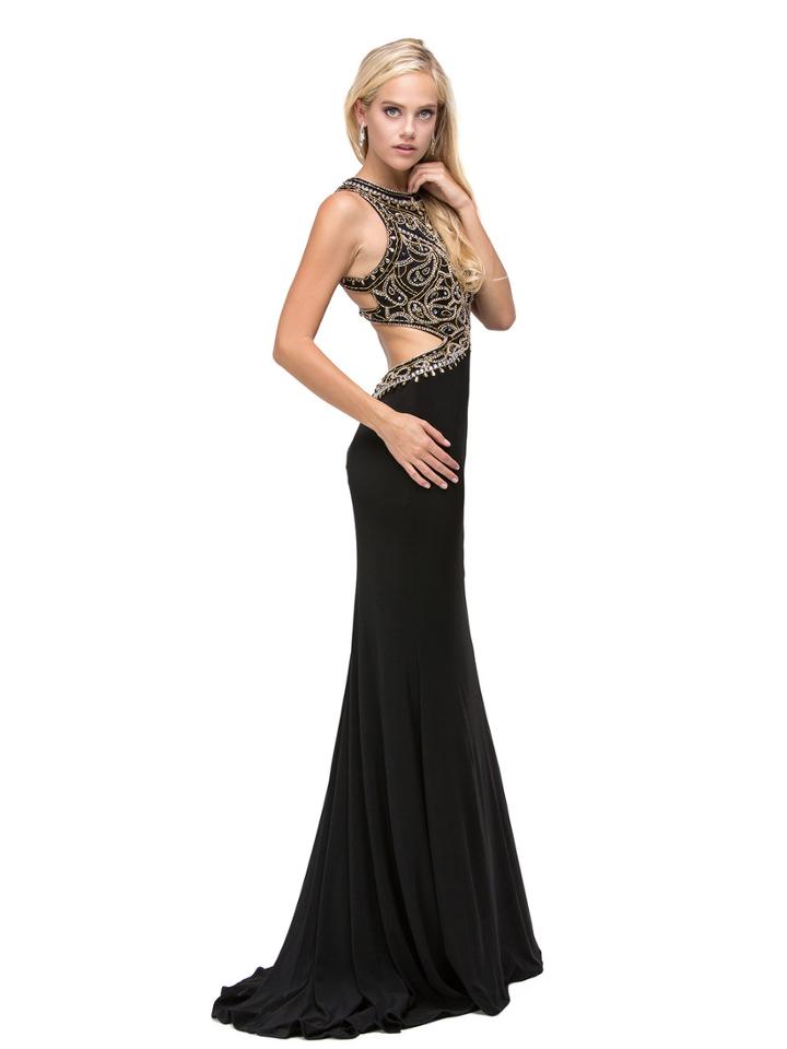 Bejewelled High Neck Back Cutout Long Prom Dress