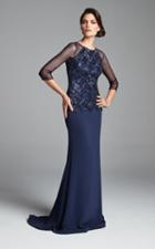 Daymor Couture - Sequined Illusion Sleeved Evening Dress 474