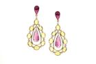 Tresor Collection - Pink Tourmaline And Yellow Beryl Diamond Teardrop Long Earrings In 18k Yellow Gold