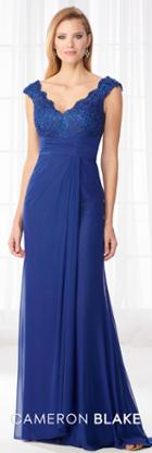 Cameron Blake - 218609w Scalloped V Neck Empire Evening Dress