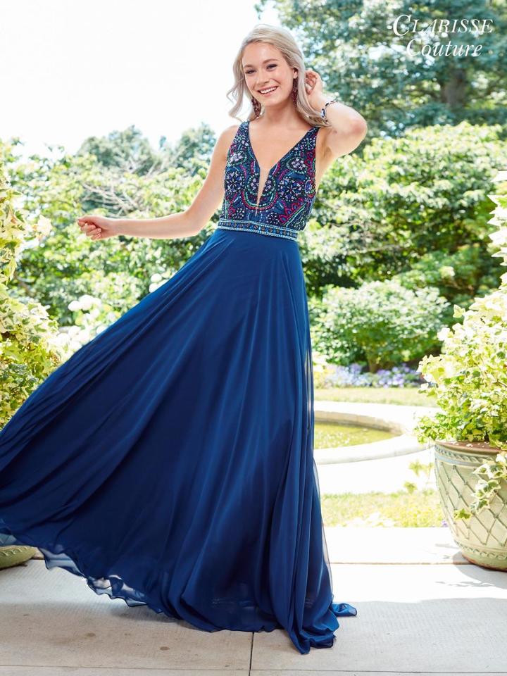 Clarisse - 4925 Sleeveless Beaded Chiffon Gown
