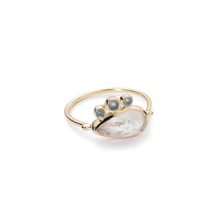Margaret Elizabeth - Corona Ring Moonstone & Aqua Chalcedony