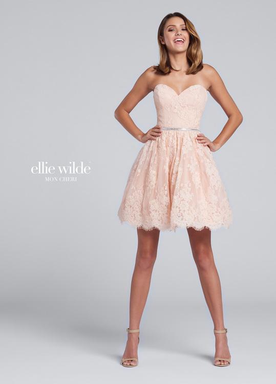 Ellie Wilde - Lace Sweetheart A-line Dress In Peach Ew117119