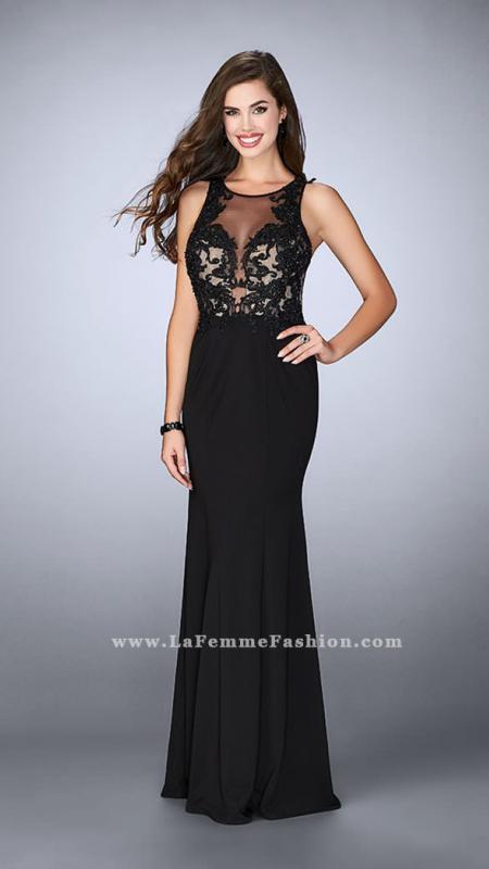 La Femme - Stunning Jewel Lace Applique Long Evening Gown 23571