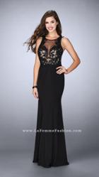 La Femme - Stunning Jewel Lace Applique Long Evening Gown 23571