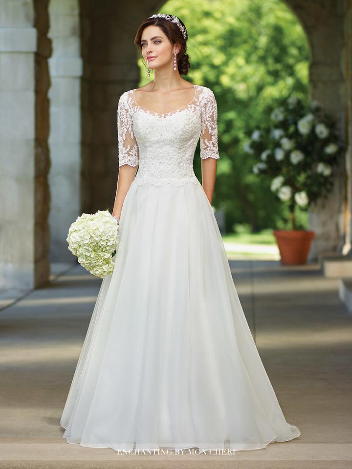 Enchanting By Mon Cheri - 117177 Lace Organza A-line Wedding Gown