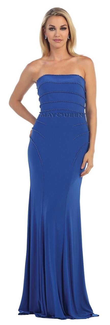 Simple Beaded Straight Across Neck A-line Dress
