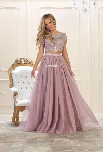 May Queen - Two Piece Bedazzled Bateau Ballgown