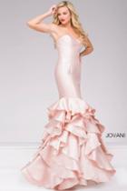 Jovani - Strapless Long Mermaid Tiered Prom Dress 41622
