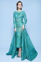 Mnm Couture - N0250 Lace Embroidered Bateau Dress