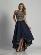 Dave & Johnny - A5875 Two Piece Illusion High Low Gown