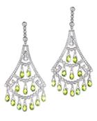 Cz By Kenneth Jay Lane - Peridot Briolette Fan Pierced Earring