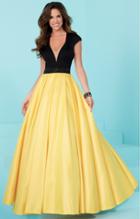 Tiffany Designs - 16200 Plunging V-neck Two-toned Ballgown