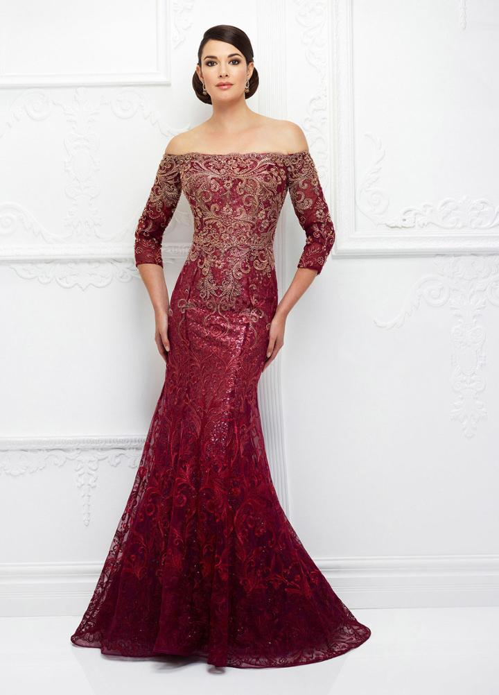 Ivonne D For Mon Cheri - 118d07 Ombre Sequined Tulle Lace Gown