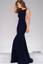 Jovani - Open Back Long Jersey Dress 47100