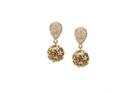 Tresor Collection - Multicolor Tourmaline Sphere Ball With Diamond Earrings In 18k Yellow Gold