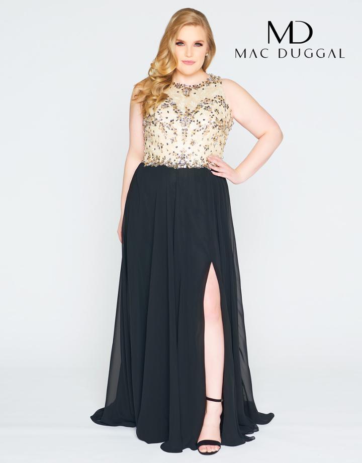 Mac Duggal - 77372f Embellished Lace Jewel Neck A-line Dress