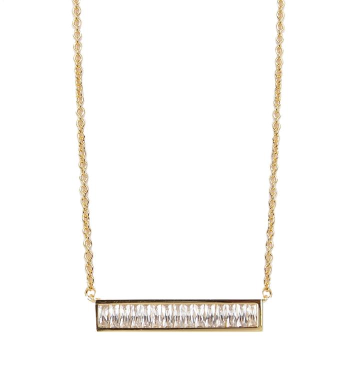 Rachael Ryen - Baguette Bar Necklace Gold
