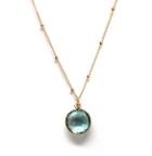 Rachael Ryen - Blue Topaz Satellite Chain Gold Framed Petite Gemstone Pendant