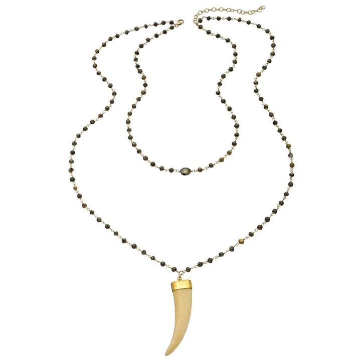 Heather Hawkins - Bright Lights Necklace - White Ox Bone Horn