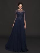 Marsoni By Colors - M214 Illusion Bateau A-line Dress