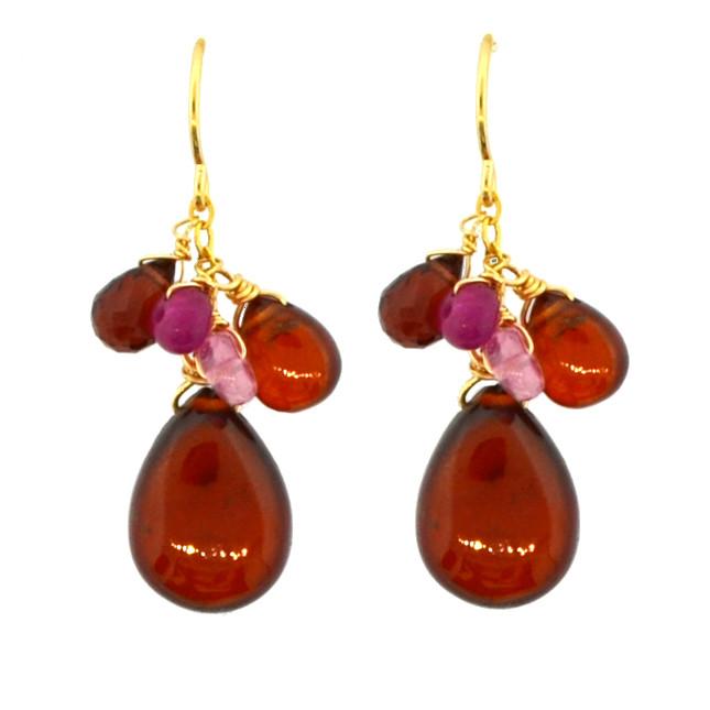 Mabel Chong - Garnet Ruby Cluster Earrings
