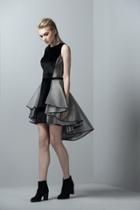 Saiid Kobeisy - 3377 Metallic And Velvet High Low A-line Dress