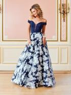 Clarisse - 4966 Off-shoulder Plunging Floral Gown