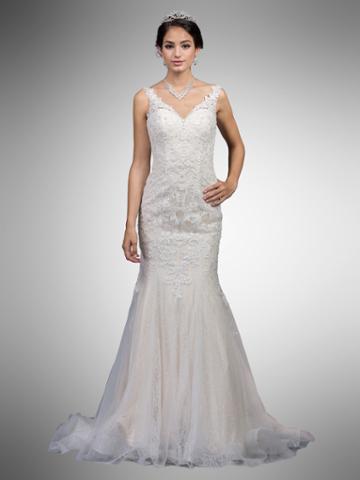 Dancing Queen - 35 Lace Appliqued Trumpet Bridal Dress