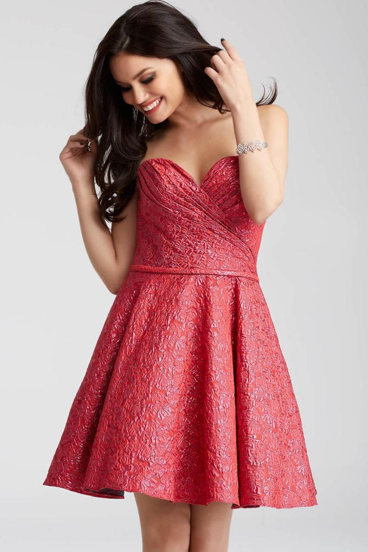 Jovani - 54897 Strapless Sweetheart Brocade Cocktail Dress