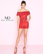 Mac Duggal - 4745n Bedazzled Off-shoulder Ruffled Romper