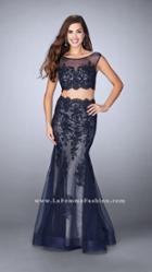 La Femme - Two-piece Intricately Embroidered Illusion Long Evening Gown 23461