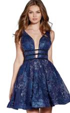 Jovani - 57213 Plunging Banded Fitted Cocktail Dress