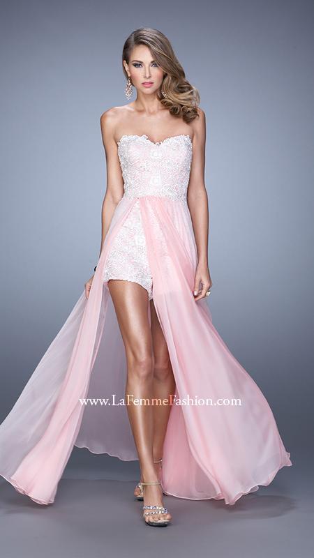 La Femme - 21383 Lace Sweetheart Chiffon Romper/dress