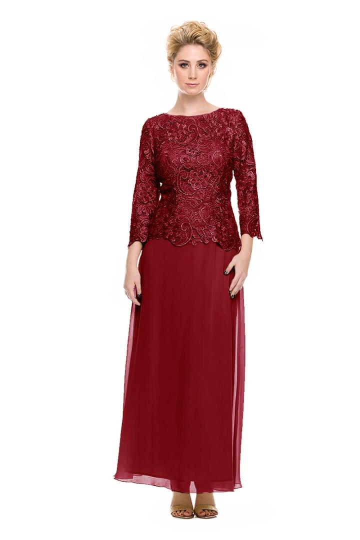 Nox Anabel - 5103 Quarter Sleeve Bateau Illusion Dress