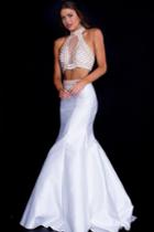 Jovani - Jvn53385 Gilded Two Piece Illusion High Halter Mermaid Dress