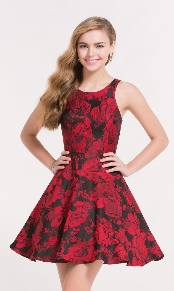 Alyce Paris - 3711 Scoop Floral Brocade Short Dress