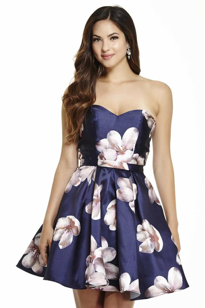 Jolene Collection - 16507 Strapless Floral Cocktail Dress