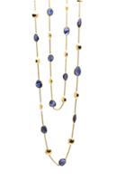 Tresor Collection - 18k Yellow Gold Long Lente Necklace With Blue Sapphire F5141bs